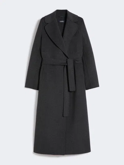 Max Mara Wool Drap Wrap Coat In Gray