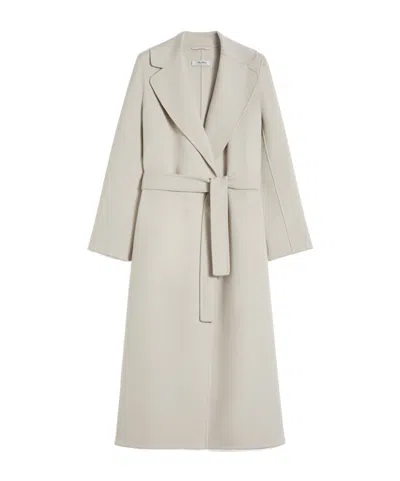 Max Mara Wool Drap Wrap Coat In White