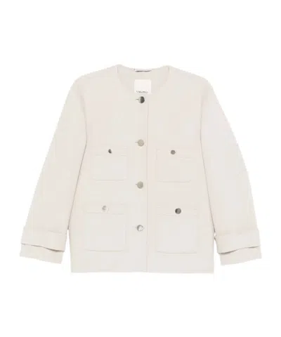 Max Mara Wool Draped Jacket In Neutral