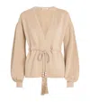 Max Mara Tiberio Belted Virgin Wool Cardigan In Beige