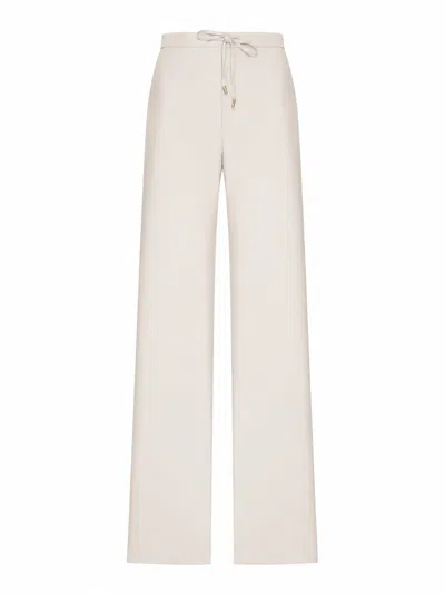 Max Mara Wool Drawstring Trousers In White