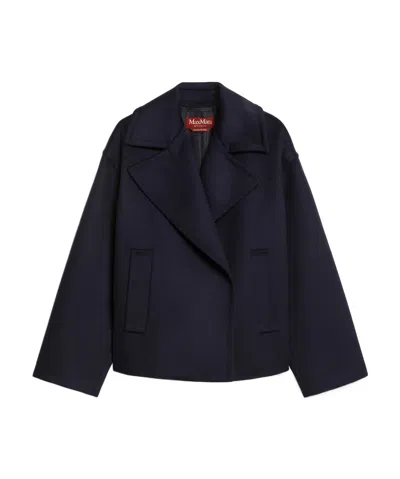 Max Mara Wool Drop Pea Coat In Black