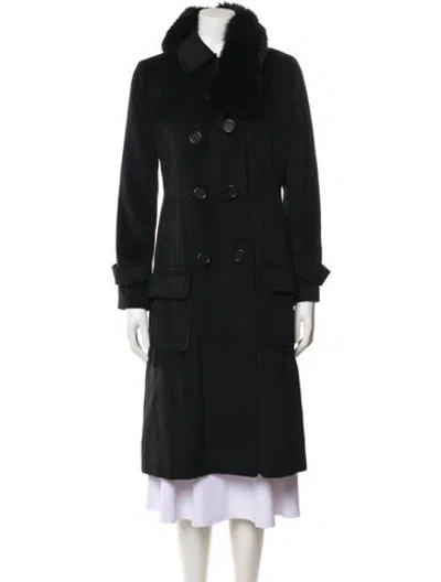 Pre-owned Max Mara Wool Faux Fur Coat In Black
