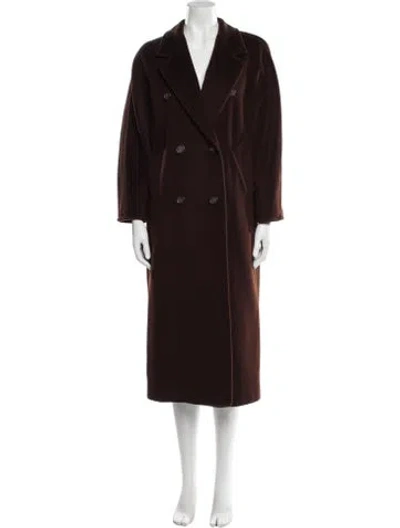 Pre-owned Max Mara Wool Faux Fur Coat In Brown