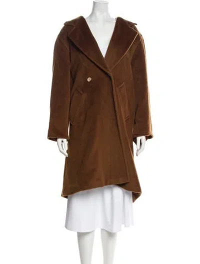 Pre-owned Max Mara Wool Faux Fur Coat In Brown