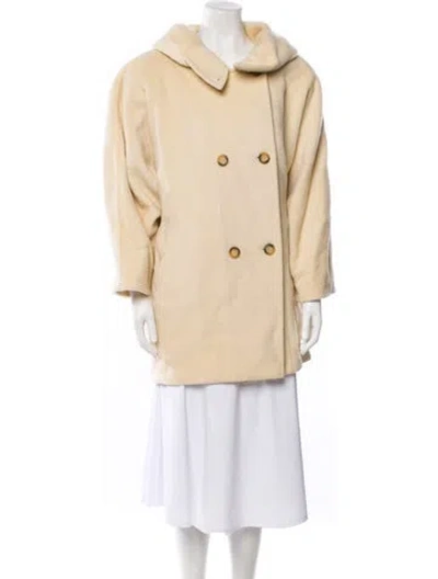 Pre-owned Max Mara Wool Faux Fur Coat In Neutral