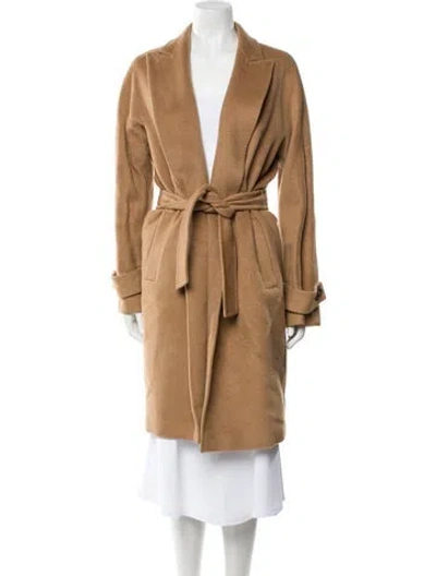 Pre-owned Max Mara Wool Faux Fur Coat In Neutral
