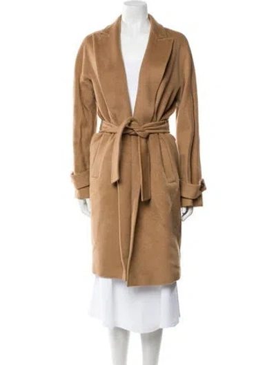 Pre-owned Max Mara Wool Faux Fur Coat In Neutral