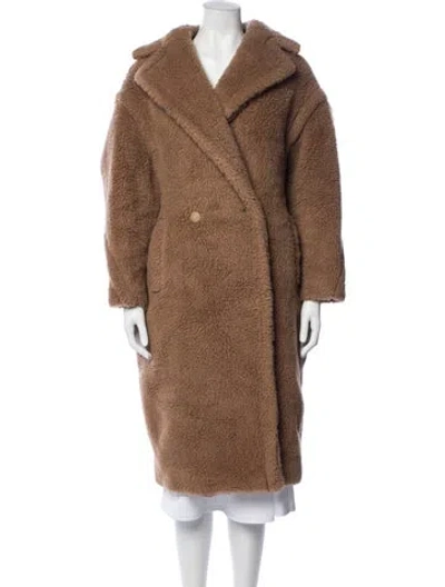 Pre-owned Max Mara Wool Faux Fur Coat In Neutrals