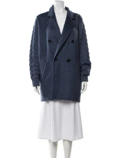 Pre-owned Max Mara Wool Faux Fur Vest In Blue