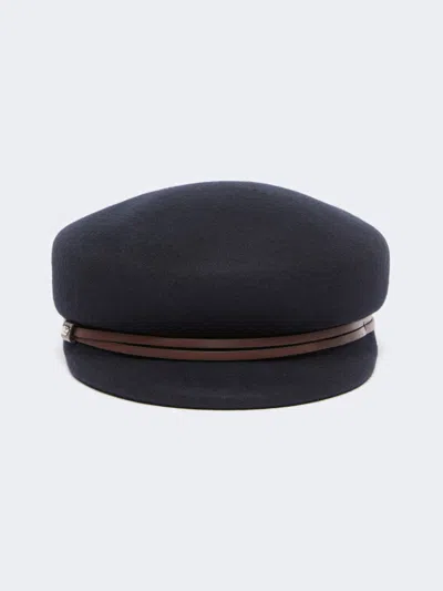 Max Mara Wool Felt Baker Boy Hat In Ultramarine