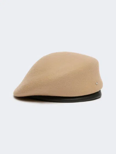 Max Mara Wool Felt Beret In Brown