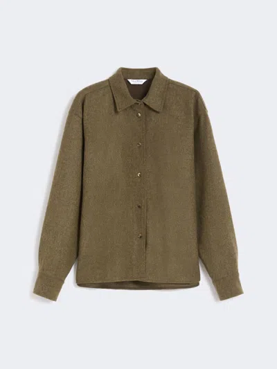 Max Mara Wool Felt Shirt In Neutral