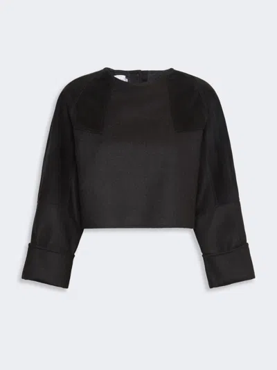 Max Mara Wool Flannel Blouse In Dark Grey