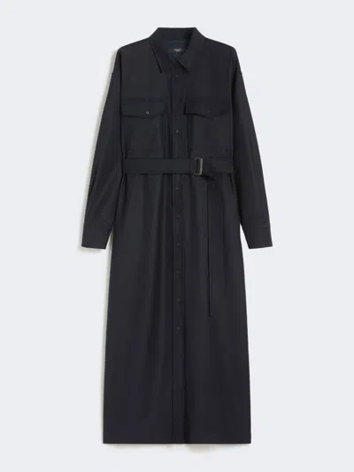 Max Mara Wool Flannel Dress In Black