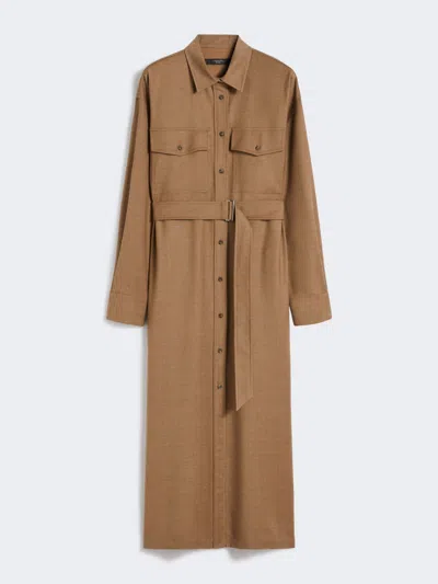 Max Mara Wool Flannel Dress In Brown