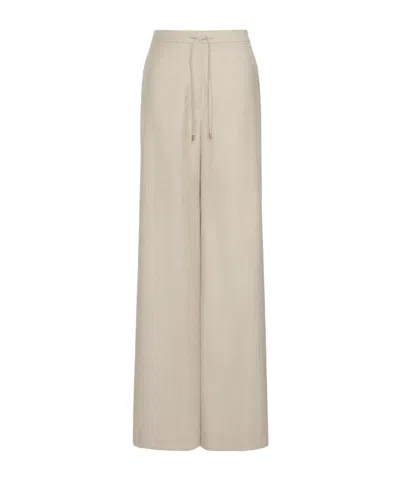 Max Mara Wool Flannel Joggers In Neutral
