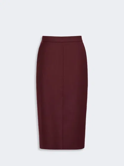 Max Mara Wool Flannel Midi Skirt In Lie De Vin