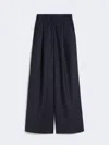 Max Mara Wool Flannel Palazzo Trousers In Blue
