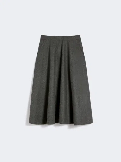 Max Mara Wool Flannel Skirt In Gray