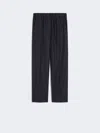 Max Mara Wool Flannel Trousers In Black