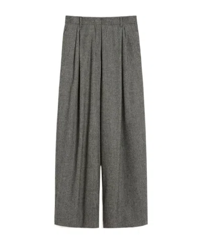 Max Mara Wool Flannel Trousers In Gray