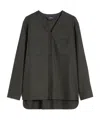 Max Mara Wool Flannel V-neck Shirt In Gray