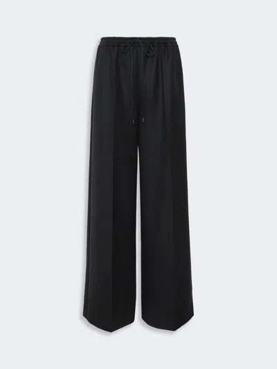 Max Mara Wool Flannel Wide-leg Trousers In Dark Grey