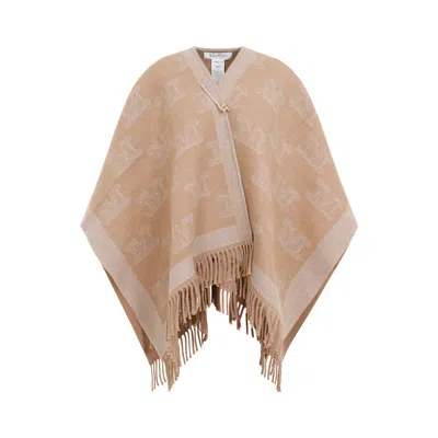 Max Mara Wool Frine Cape Coat In Beige