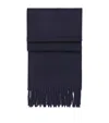 Max Mara Wool Fringe Scarf In Blue