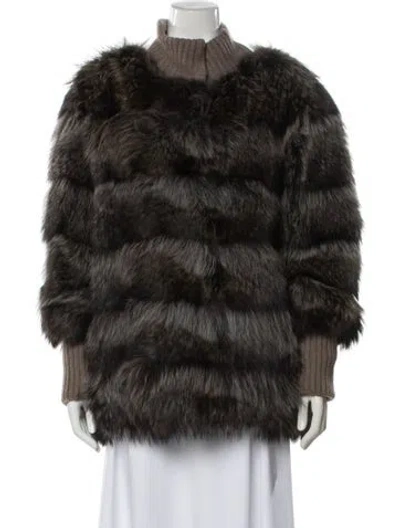 Pre-owned Max Mara Wool Fur Jacket In Brown