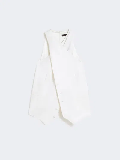 Max Mara Wool Gabardine And Satin Vest In White