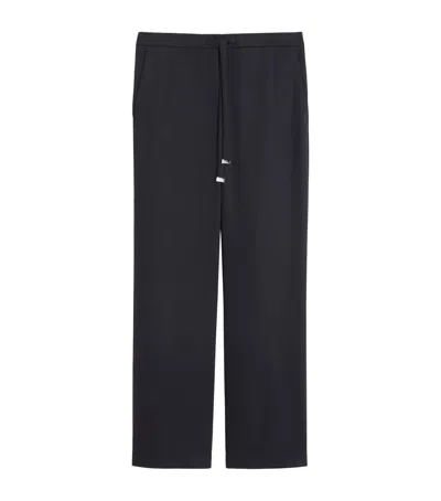 Max Mara Wool Gabardine Cropped Trousers In Blue