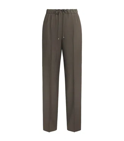Max Mara Wool Gabardine Drawstring Trousers In Multi