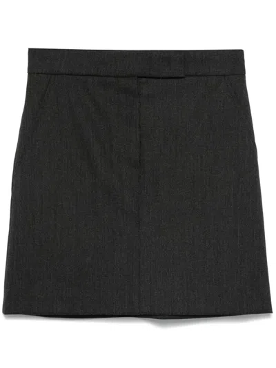 Max Mara Wool Gabardine Mini Skirt In Gray