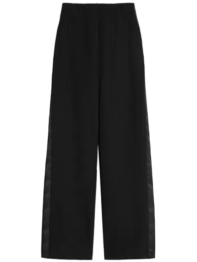 Max Mara Wool Gabardine Trousers In Black