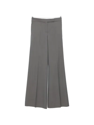 Max Mara Wool Gabardine Trousers In Gray