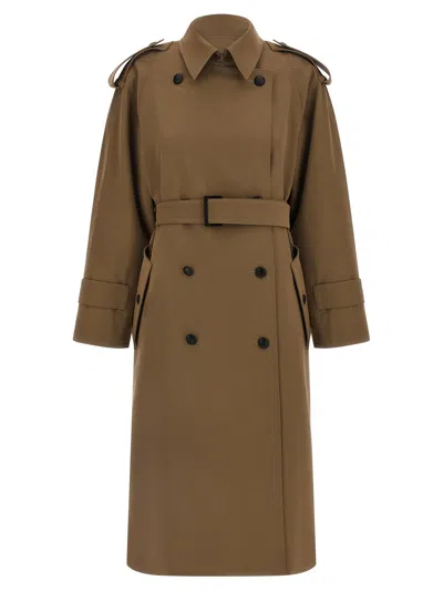 Max Mara Wool Gabardine Waterproof Trench Coat In Camel