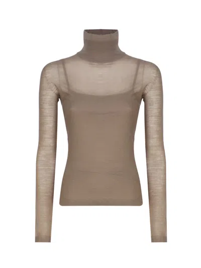 Max Mara Wool Gauze Turtleneck In Sand