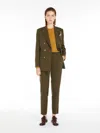Max Mara Wool Granité Trousers In Kaki