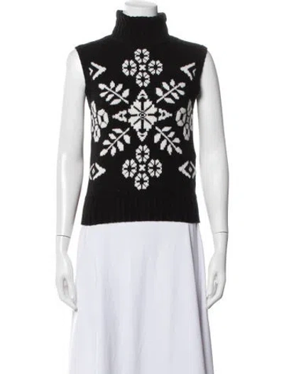 Pre-owned Max Mara Wool Graphic Print Sweater In Black