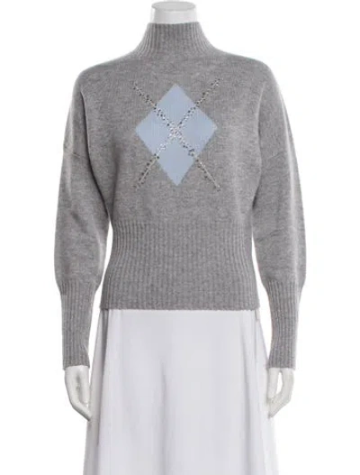Pre-owned Max Mara Wool Graphic Print Sweater In Gray
