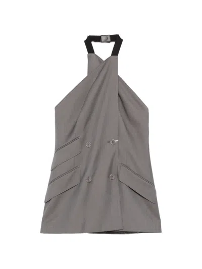 Max Mara Wool Halterneck Top In Gray