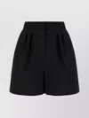 Max Mara Wool High Waist Pleated Shorts In Black
