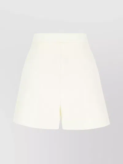 Max Mara Wool High Waist Pleated Shorts In White