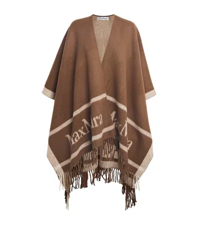 Max Mara Wool Hilde Wrap Poncho In Brown