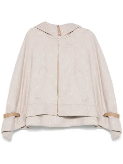 Max Mara Wool Hooded Cape In Brown