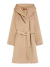 Max Mara Wool Hooded Coat In Brown