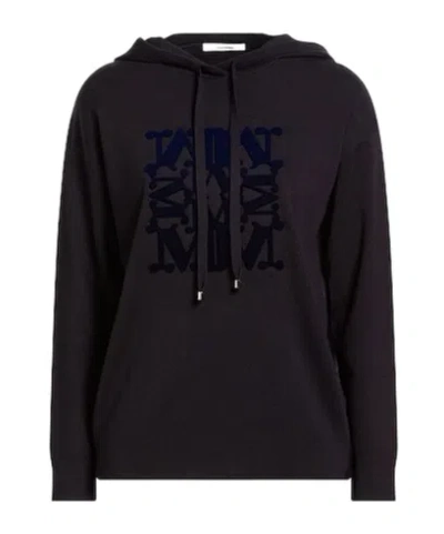 Max Mara Wool Hoodie In Black