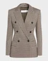 Max Mara Wool Houndstooth Double-breasted Jacket In Brown